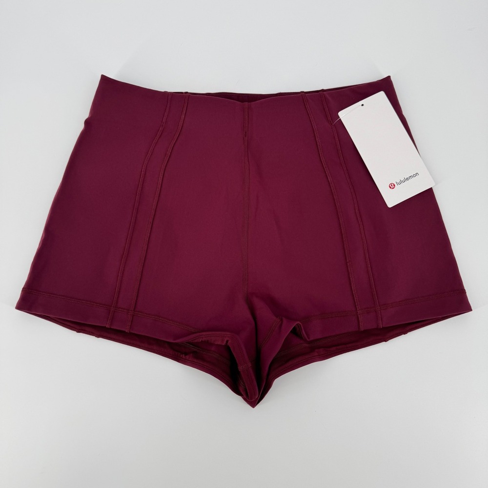Lululemon Define Micro Short Luon Burgundy Bay Maroon High Rise LW7DQ5S Size M